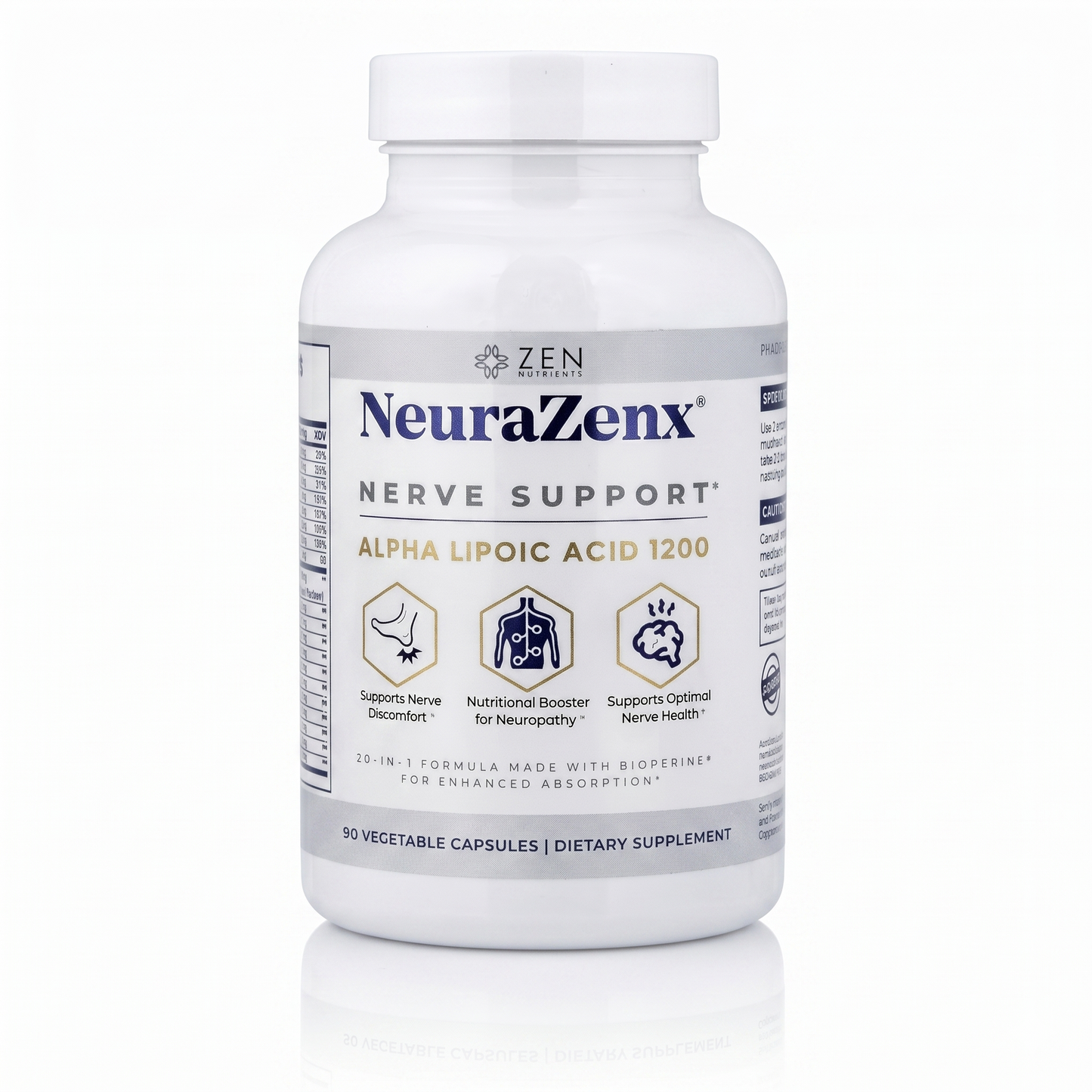 Neurazenx — Apoyo Nervioso Avanzado · Fórmula 20-en-1 con ALA 1200mg · Para Neuropatía, Hormigueo y Pérdida de Sensibilidad