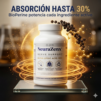 Neurazenx — Apoyo Nervioso Avanzado · Fórmula 20-en-1 con ALA 1200mg · Para Neuropatía, Hormigueo y Pérdida de Sensibilidad